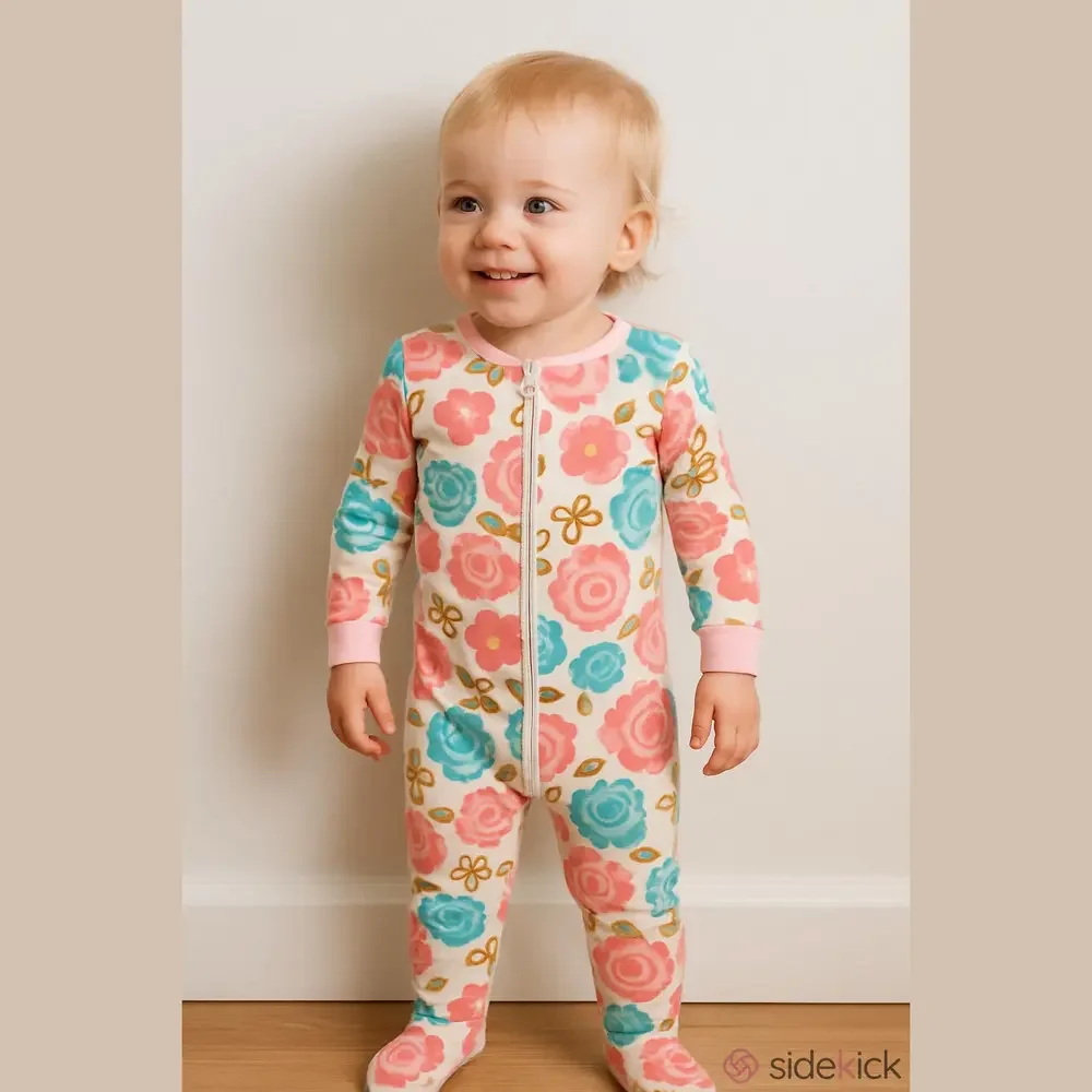 Carter's Floral Zip Up Footed Sleeper 3-6 Months NWT